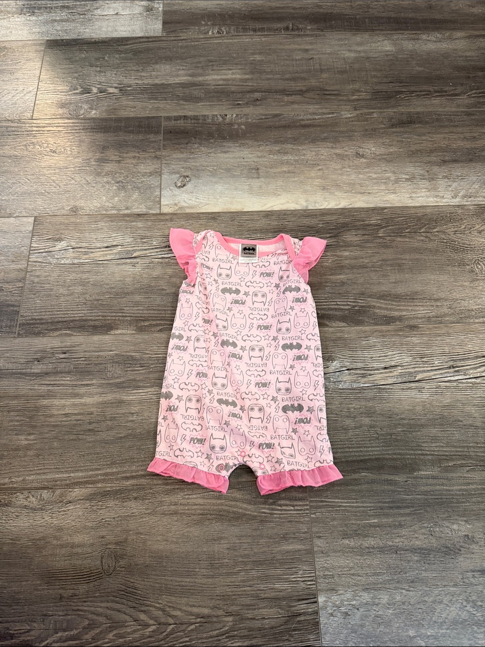 Batman Baby Romper in Pink & Black Size 3-6M